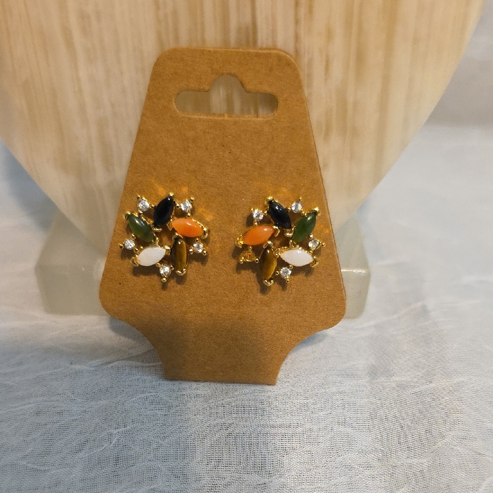 Vibrant Gemstone Cluster Earrings